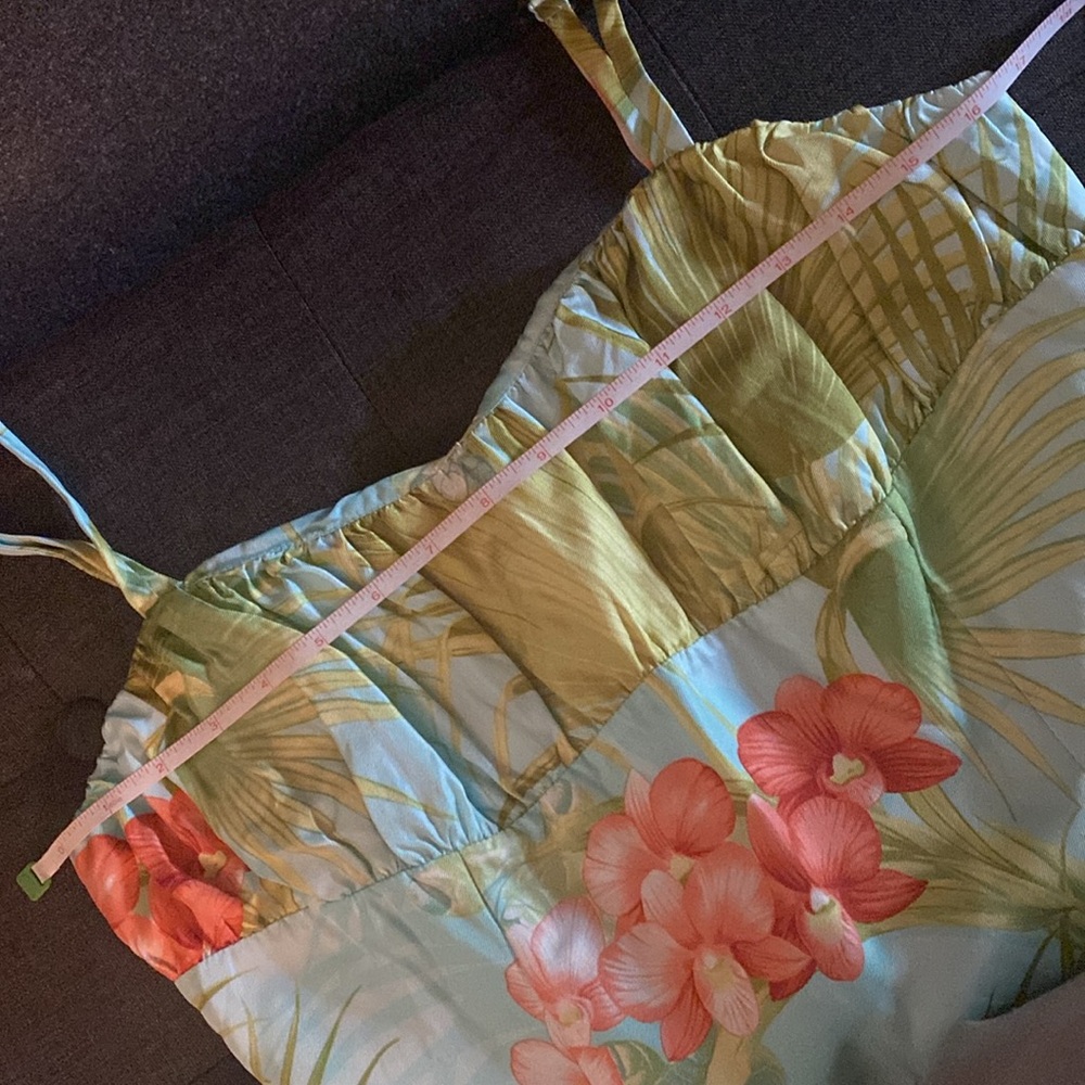 Tommy Bahama Dress Womens 12 Silk Plus Sundress Spaghetti Straps Tropical Blue - Picture 11 of 11